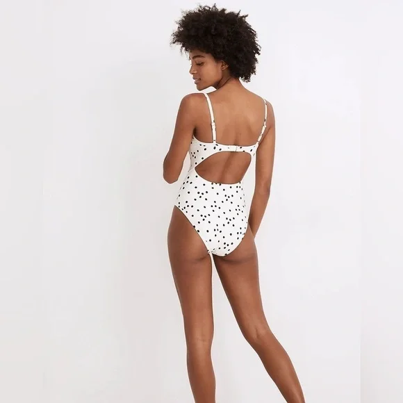 MadeWell Second Wave Cutout One-Piece Swimsuit in Dot Toss NA708 - Picture 3 of 5
